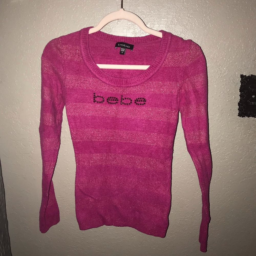 Bebe sweater, Size: XS, Pink with Gold shimmer